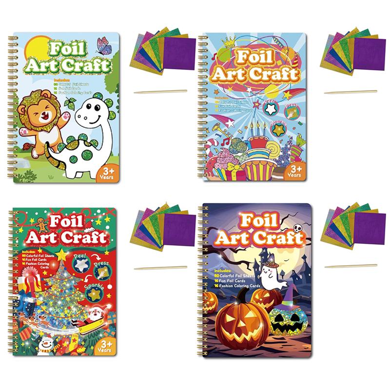 Фольгированное творчество Без беспорядка Набор для творчества Веселое фольгированное искусство для детей и взрослых Магнит Пенопласт Рисование по наклейкам Отклей и прижми Веселые наборы для творчества