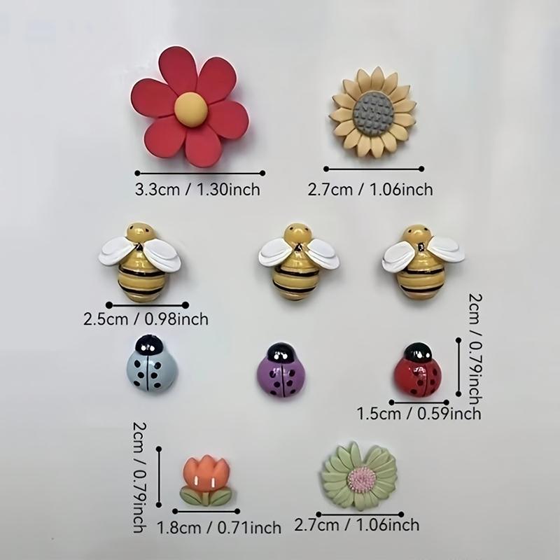 10 PCS/Set Kitchen Magnet Set for Home Decor Nature-Inspired Fridge Magnet Collection Floral Bee Fridge Magnets Set Refrigerators