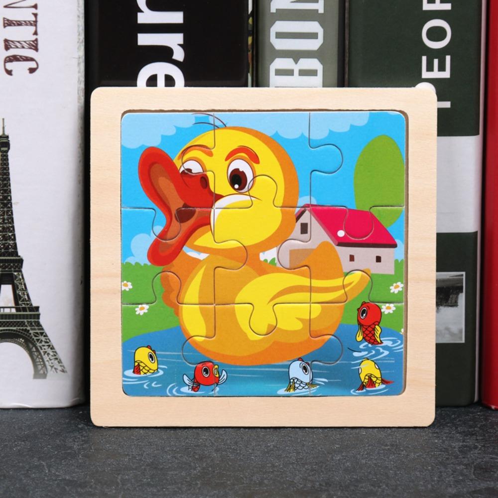 3 Set Early Educational 3D Wooden Puzzle Colorful Cartoon Animal Puzzles Baby Toys