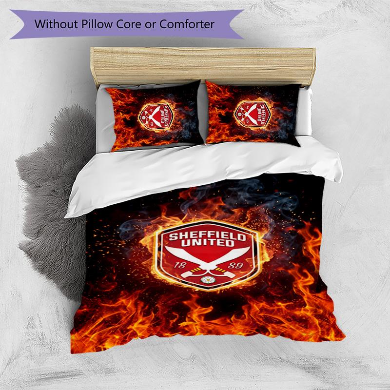 Sheffield United Football Printed 3 Pieces Bedding Set, Comfortable Skin Friendly Bedroom Duvet Cover Set
