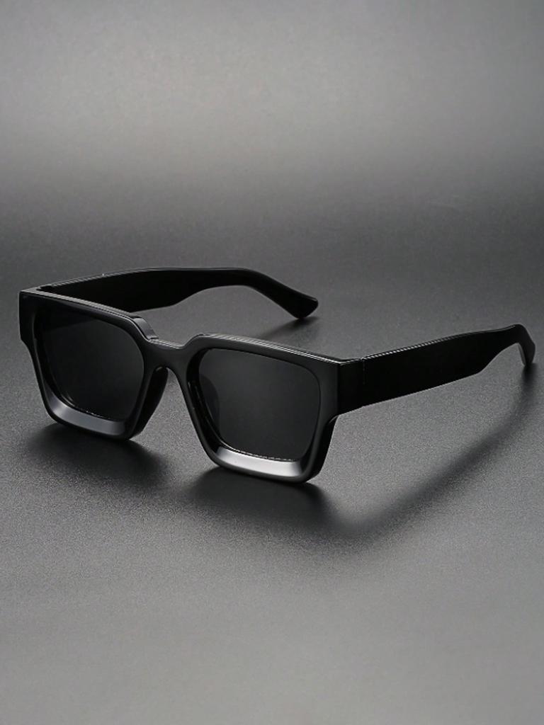 1Pc Fashionable Square Frame Glasses Black Fashion Glasses Girls Men'S Glasses Durable Pc Materials Suitable For Daily Commuting