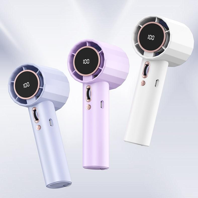 New 100-speed Handheld Ice-cooling Fan USB Mini Portable Charging Turbo Fan with Digital Display Desktop Fan GS5