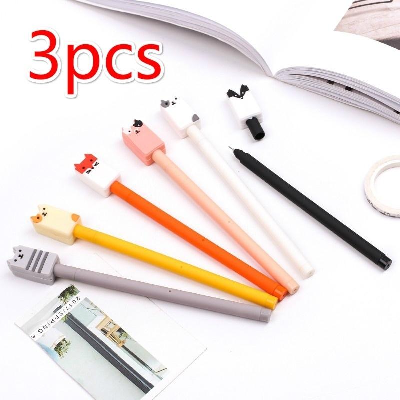3pcs/lot Cute Pens Cartoon Animal Gel Ink 0.5mm Ballpoint Pen Cat Dog Stationery Office School Supplies Gel