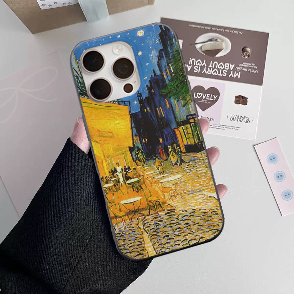 Чехол для телефона с картиной Ван Гога маслом Для IPhone 16 15 17 Pro 11 12 13 14 Pro Max Plus Мягкий Силиконовый Чехол-Ракушка с Волнистым Рисунком