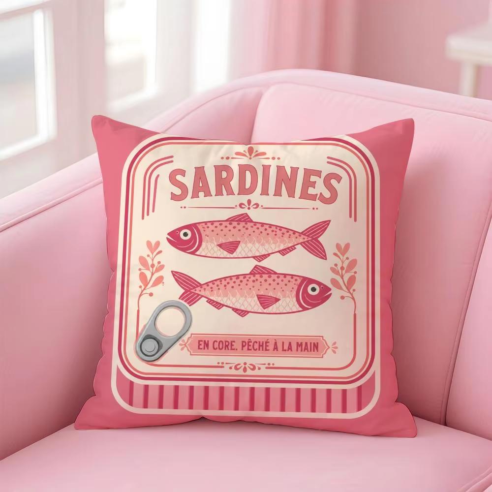 Cushion Cover Colorful Trendy Sardines Short Plush Soft DoubleSided Printing Pillow Case Cozy Sofa Bedroom Home Decor Gift