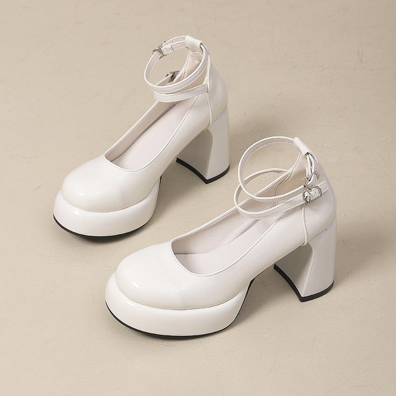 Французские туфли Мэри Джейн на толстом каблуке из маленькой кожи, для девочки, весна 2025, новый высокий каблук, ретро сказочный стиль с юбкой, модная обувь