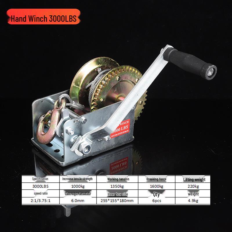 Двунаправленная самоблокирующаяся ручная лебедка 1200 фунтов для бытового подъема и тяги