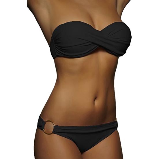 2 Pcs/Set Fabulous Bikini Set Comfortable Two-piece Strapless G-string Women Swimsuit for Vacation