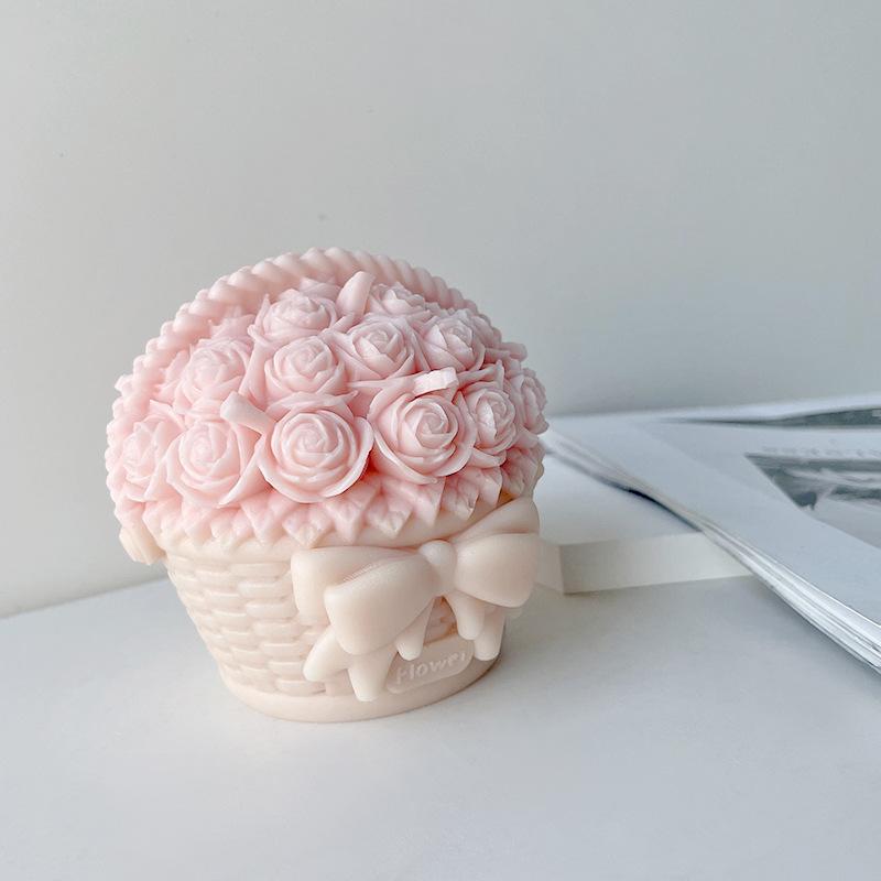 Форма для выпечки корзинки, ароматическая свеча с ручкой, цветок, бант, роза, шоколадный торт, форма для кубиков льда, подарок на День святого Валентина