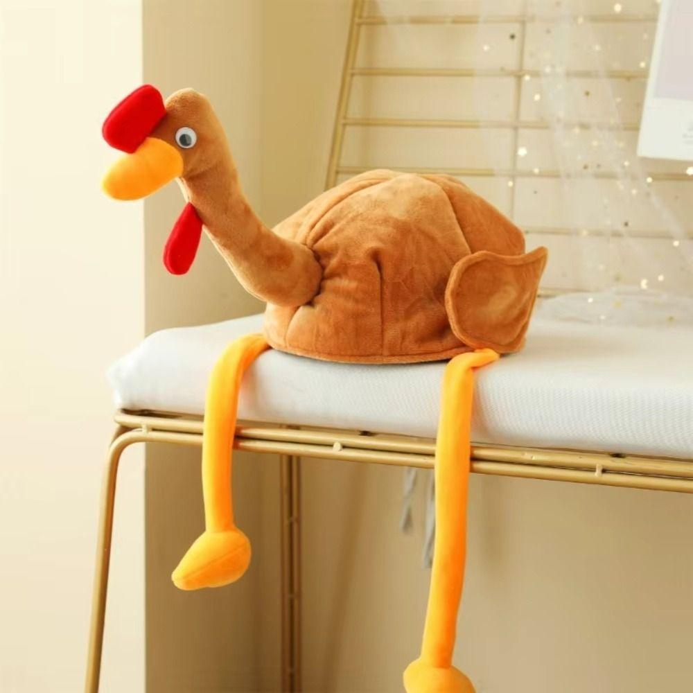 Creative Thanksgiving Turkey Hats Comfortable Roleplaying Photo Cap Plush Turkey Caps  Celebration