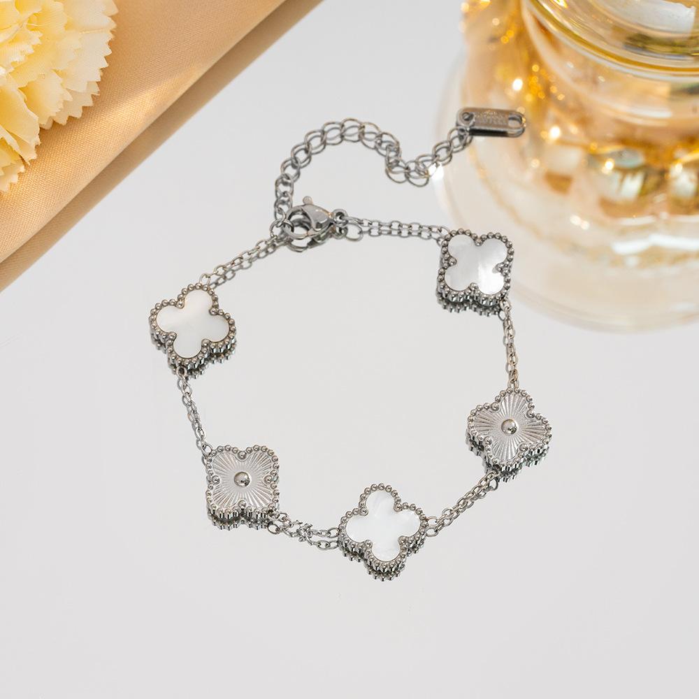 Браслет с четырьмя листами клевера, легкие роскошные ювелирные аксессуары высокого класса