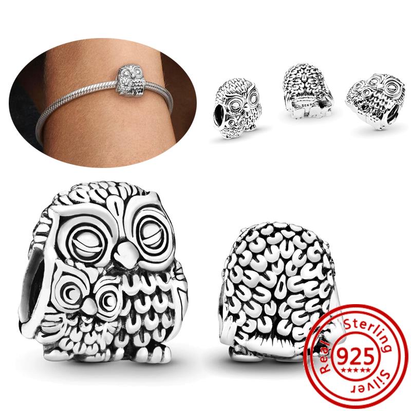 925 медь Милая серия животных Кошка Собака Слон Единорог Птица Подвеска Бусины удачи Подходят для оригинального браслета с шармами Pantaro DIY Циркон