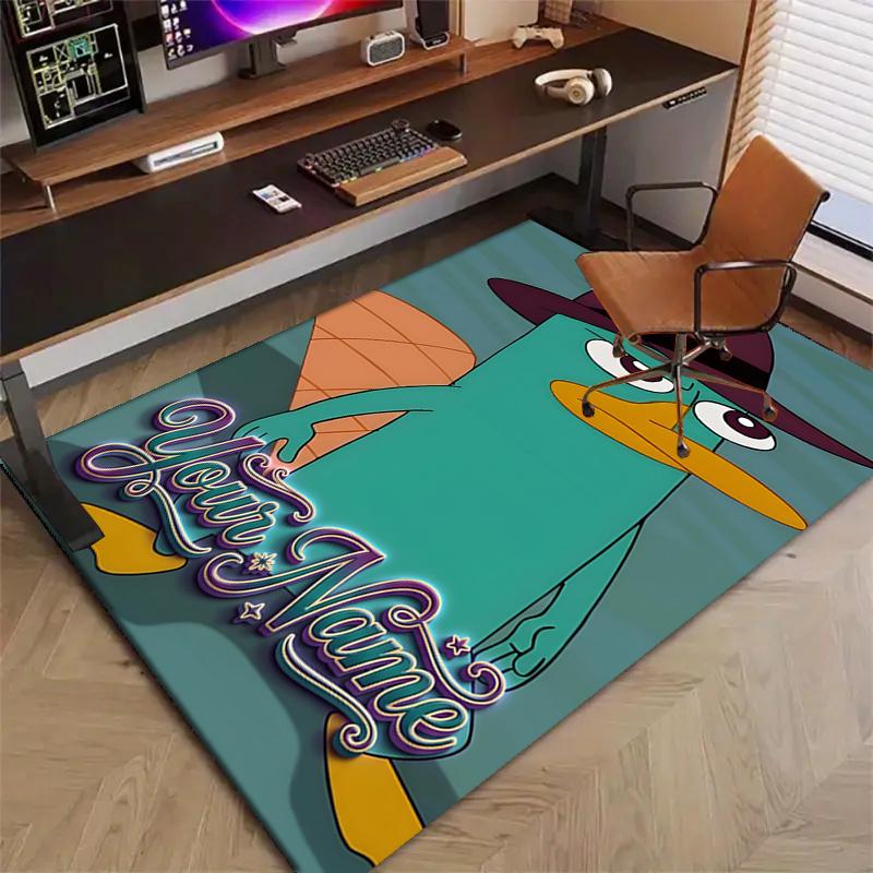 Phineas and Ferb Design Area Rug Personalized Name- Non-Slip, Soft & Cozy Floor Mat for Living Room, Office - Indoor/Outdoor Carpet