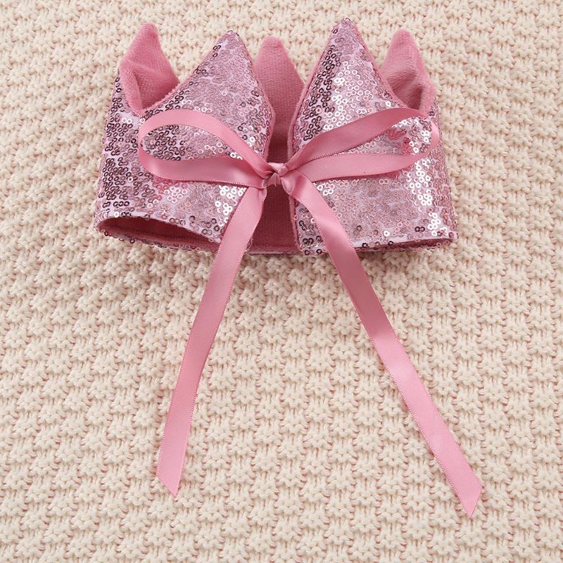 Ins Baby Shower Girl Glitter Pink Crown Boy Birthday Party Headwear Stage Performance Headband Star Fairy Stick