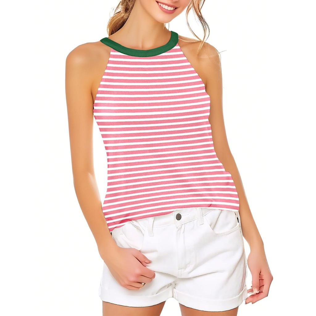Женский повседневный удобный регулируемый сексуальный с открытой спиной модный полосатый топ-жилет