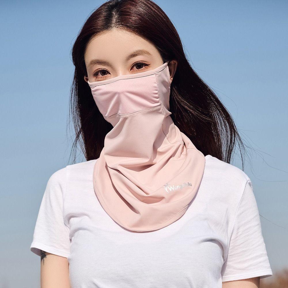Solid Color Face Gini Mask Summer Sunscreen Mask Ice Silk Womne Neckline Mask Men Fishing Face Mask