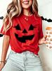 Funny Evil Pumpkin Face Halloween Women Tees Funny Spooky Season Tshirt Female Clothes Short Sleeve Tops Fashion Graphic Shirt