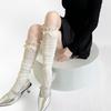 Hollow Out Long Socks Lace Trim Calf Socks Fashionable Knee-high Socks  Dress