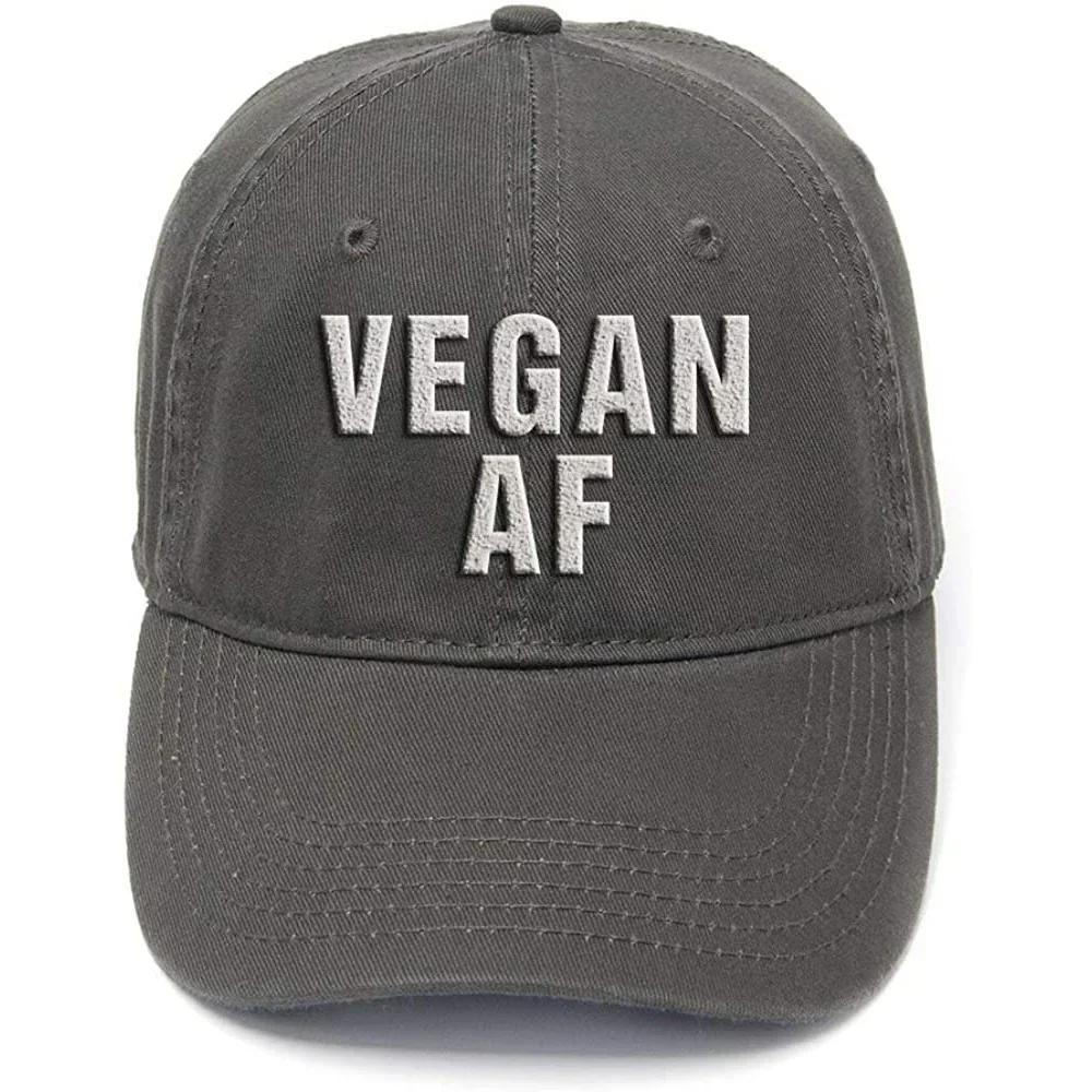 Lyprerazy Vegan AF Vegetarian Washed Cotton Adjustable Unisex Women Unisex Hip Hop Cool Flock Printing Baseball Cap