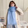 Solid Tassel Shawl Scarf Fluffy Soft Thick Scarves for Women Cashmere Warm Long Scarf Fashion Luxury Winter Scarf Couple Gifts