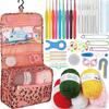 59 Piece Crochet Set, Portable Suspension Storage, Yarn Weaving, Beginner Knitting Tools