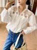 Осенняя Новинка Белая Женская Рубашка с Длинным Рукавом во Французском Стиле
