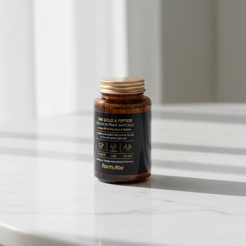 FARM STAY Антивозрастная ампульная сыворотка с 24-каратным золотом и пептидами 250мл