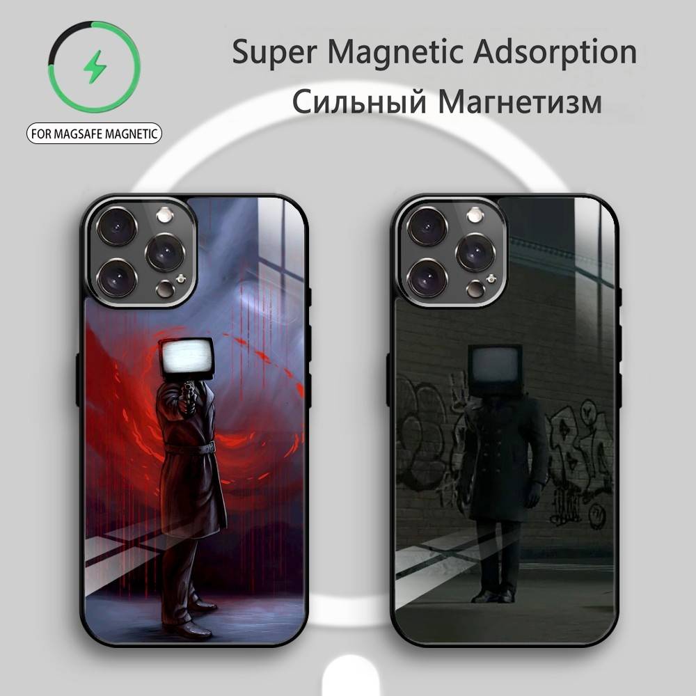 S-Skibidi Toilet T-TV M-Man Phone Case For iPhone17,16,15,14,13,12,11 Plus,Pro Max Magnetic For Magsafe Wireless Charging