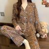 Japanese fashion casual pajamas women's spring and autumn new wrinkled cloth long-sleeved trousers sweet striped loungewear