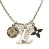 Used LV Initial Pendant 12564 M00317 7984 Synthetic Stone Aged Gunmetal Monogram Flower Stone White Men's from Japan