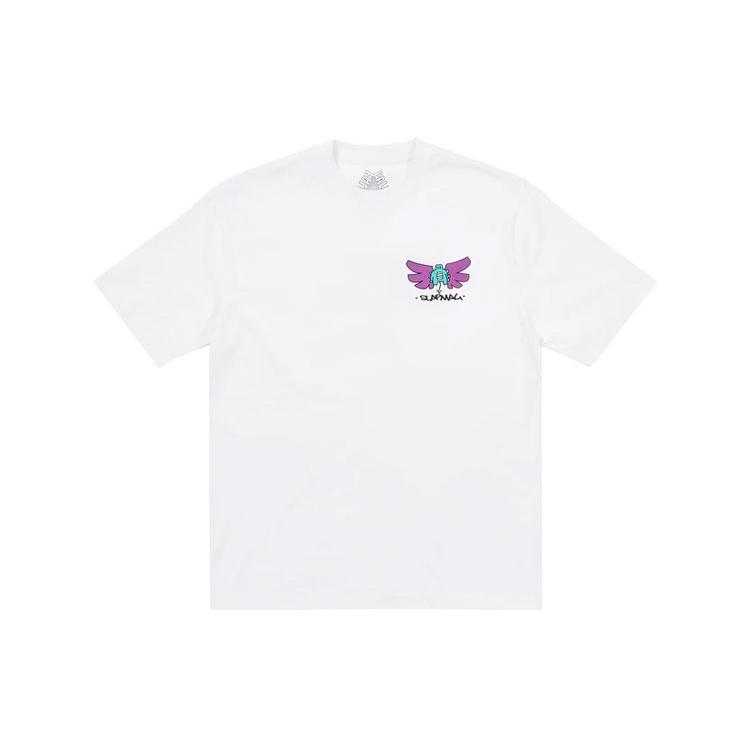 PALACE x Slap Magazine Crossover Angel Cartoon Funny Pattern Printing Short Sleeve Unisex White P20TS253