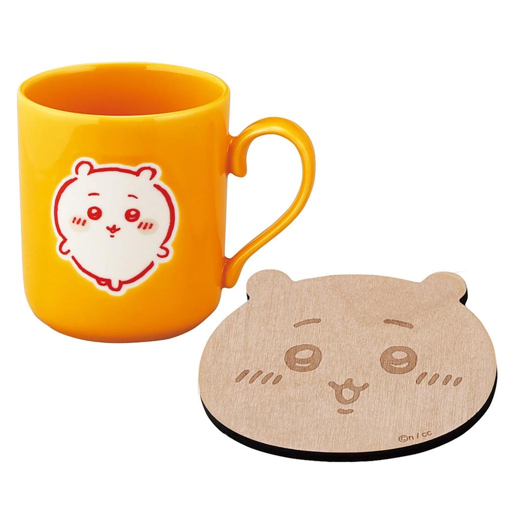 Officially Licensed Chiikawa Wooden and Tableware Diameter 8 X Chiikawa Microwave Dishwasher Miscellaneous Made In Mug, Coaster, Set, 300ml, Approx.