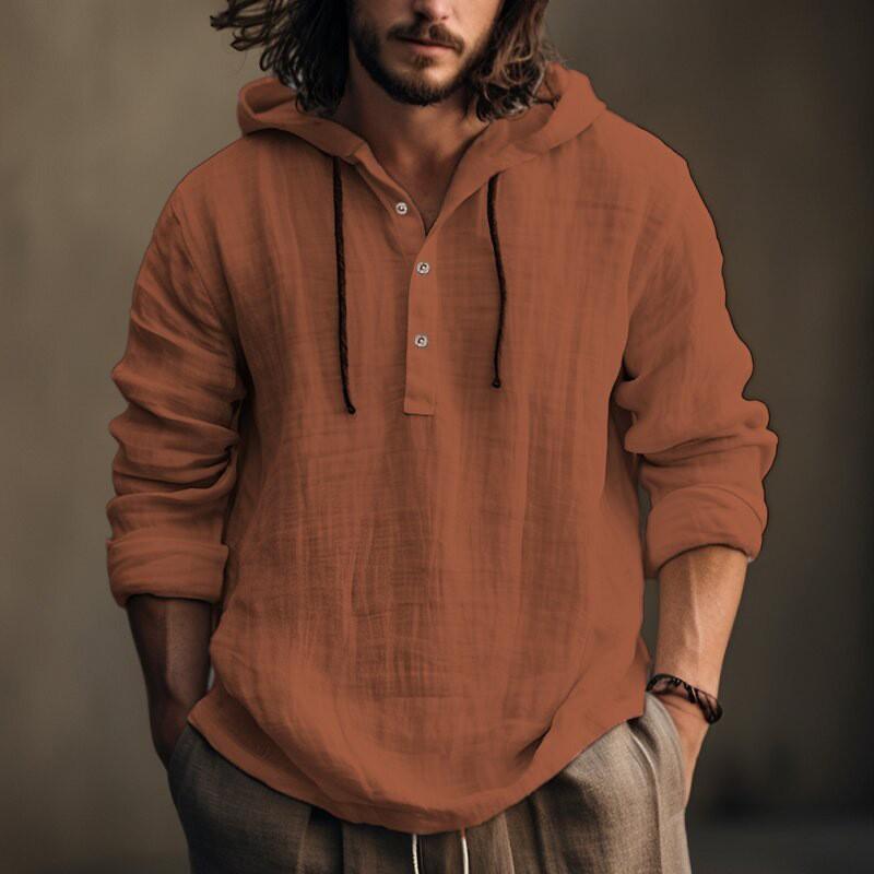Cotton and Linen Shirt Hooded Sweatshirt Long Sleeved Hooded Casual Daily Clothing for Spring and Summer