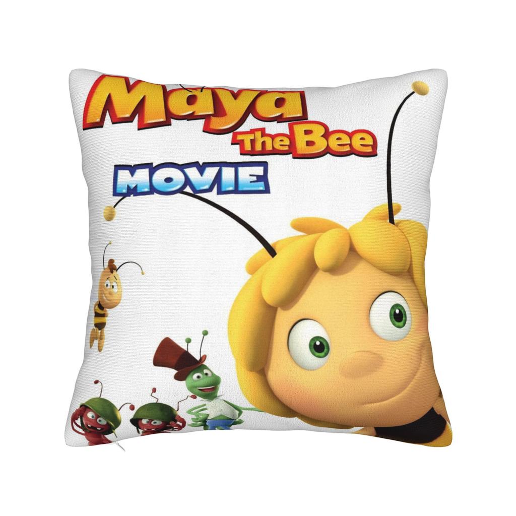 Maya The Bee With Flowers Cartoon Pillowcase Merch Soft Cushion Cover Gift Throw Pillow Case Cover Home Multi Size