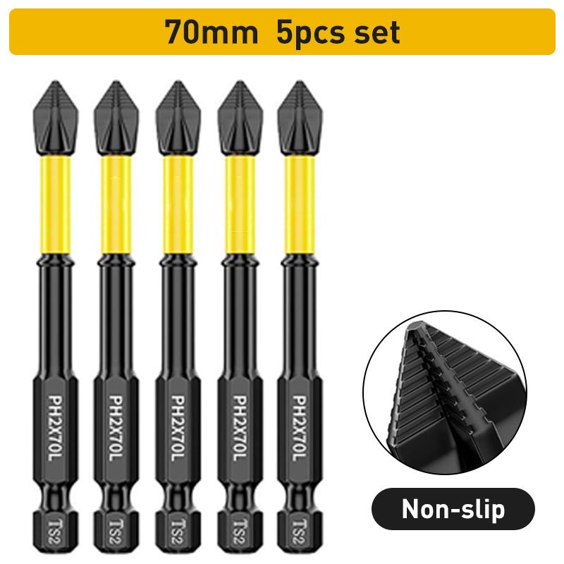 Non-Slip Impact Batch Head Strong Magnetic Cross High Torque Hardness Screw 25/50/65/70/90mm Waterproof Ph2 Screwdriver Bits Set