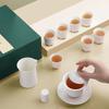 Suet jade kung fu tea set household cover bowl teacup tea set Chinese simple high-end gift box business gifts