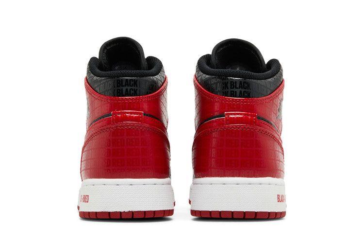 Kids' Sneakers Nike Jordan 1 Mid Bred Text (GS) Black/Gym Red-White