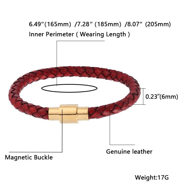 Fashion Men Women Red Leather Bracelet Charm Stainless Steel Button Neutral Accessories Female Bracelets Bangles