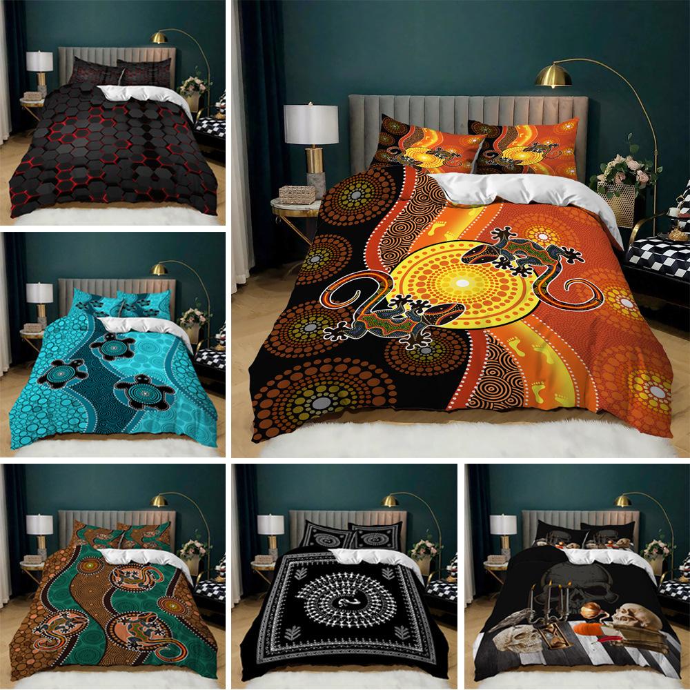 Lizard Print Three-Piece Fashion Kit Quilt Cover Bedding Factory Direct Sales