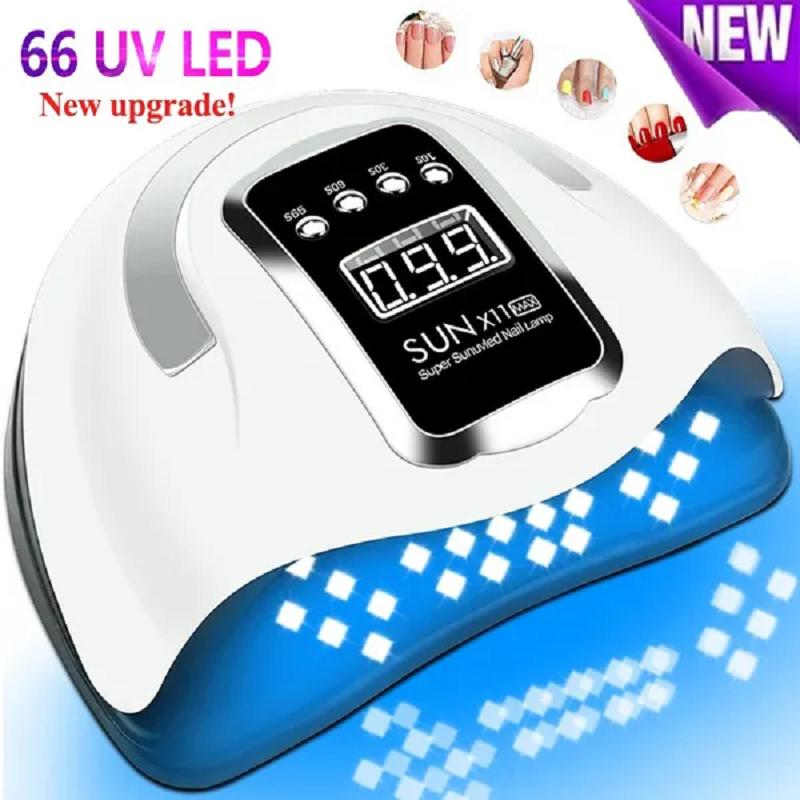НОВАЯ УФ-светодиодная лампа SUN X11 Max, сушилка для ногтей, умная сенсорная лампа для ногтей, 66 светодиодов, УФ-лампа, гель-лак, полоски для ногтей, ЖК-дисплей, профессиональная лампа для ногтей
