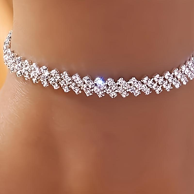 Waterproof stainless steel anklet, tennis anklet, women's heart-shaped butterfly anklet, women's summer beach foot jewelry