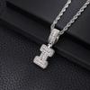 Zircon Inlaid Rock Sugar Initial Pendant Necklace - European & American Hip-Hop Style