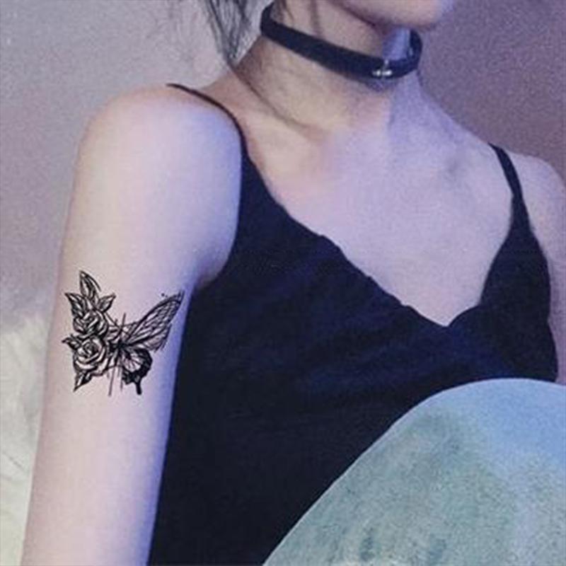 Butterfly Herbal Juice Tattoo Sticker Waterproof Female Scar Covering Real Geisha Trendy Cool Flower Arm Back Simulation Tattoo