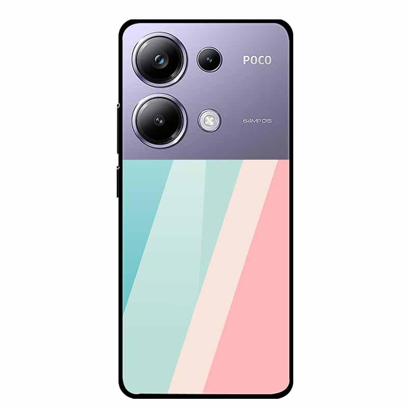 Красочный эстетичный чехол из закаленного стекла для Redmi 12 5G и POCO M6 PRO