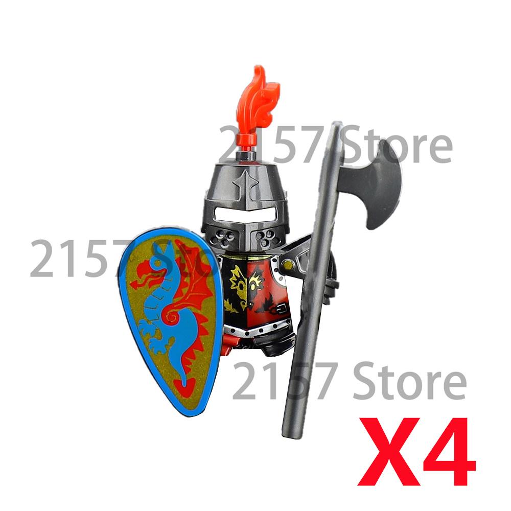 Средневековый Замок Солдат Фигурки Действия Строительные Блоки Дракон Аниме Рыцарь Аксессуар Боевой Конь Ополчение Шлем Щит Игрушка Подарок S015