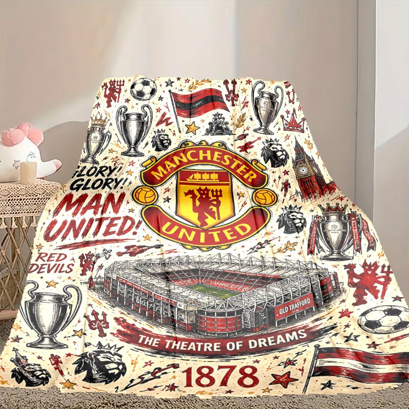 1pc Manchester United Manchester City Blanket, Cozy Printed Throw Blanket, A Heartfelt Gift for Your Family and Friends