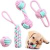 Rope Dog Toy, 4 PCS Indestructible Dog Toys for Puppies & Small Dogs, Chew Toys Teeth Training Toy Interactive Toy - Natural Cotton (Rope Toy - 4 Pcs)