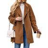 Women's Autumn and Winter Solid Color Long Sleeve Suit Collar Belt Woolen Suit Jacket