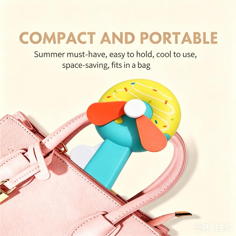 Cute Donut Manual Hand Press Fan No Battery Required Mini Cooling Toy for Kids Theme Party Giveaway Gifts