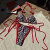 Women Sexy Beachwear Leopard Print Bikini Set Color Block Two-Piece Swimsuit Strappy Swimwear